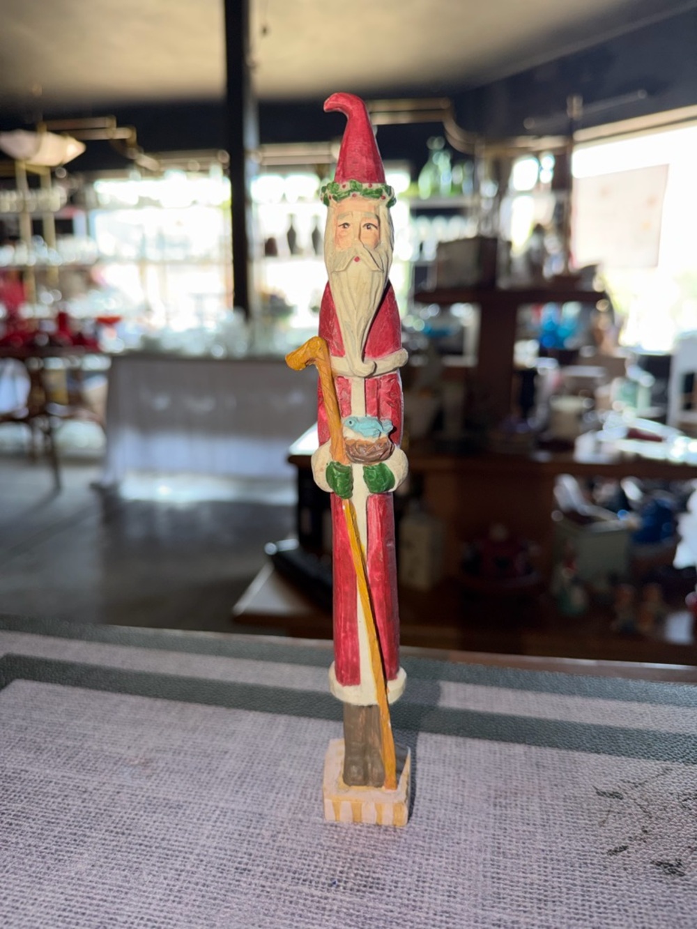 Handcrafted Red Santa Figurine Holiday Décor